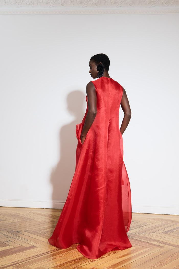 the 2nd Skin Co. Vestido Largo De Organza Con Aplicaciones Florales