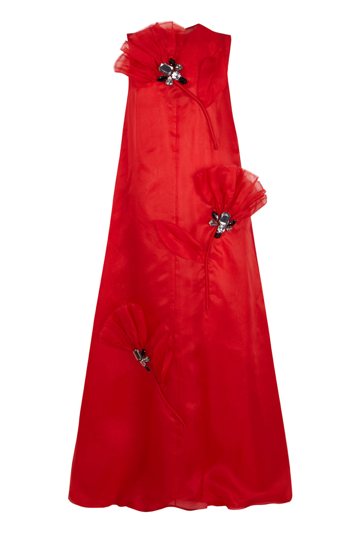 the 2nd Skin Co. Vestido Largo De Organza Con Aplicaciones Florales