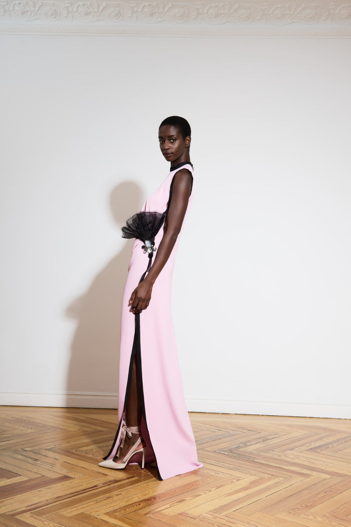 The 2nd Skin Co. Vestido Largo Floral Con Mangas Asimétricas