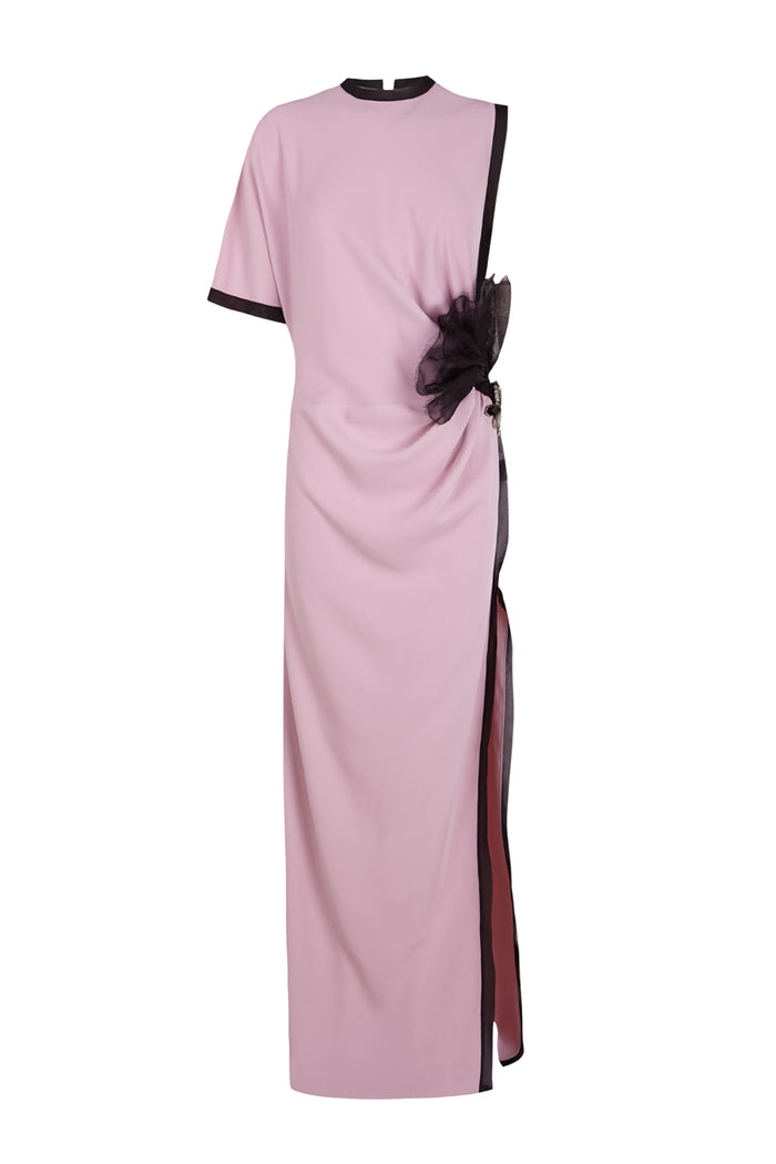 The 2nd Skin Co. Vestido Largo Floral Con Mangas Asimétricas