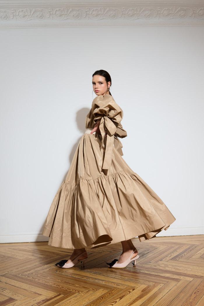 The 2nd Skin Co. Vestido Midi De Escote Barco Y Mangas Abullonadas