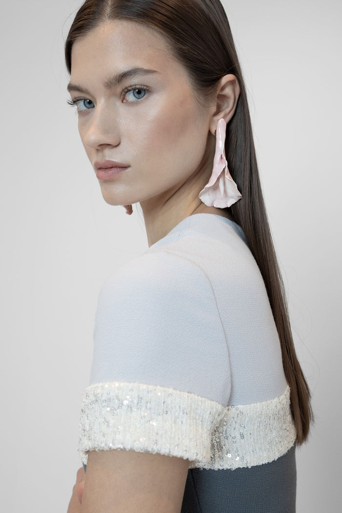 The 2nd Skin Co. Vestido Midi De Manga Corta Con Lentejuelas