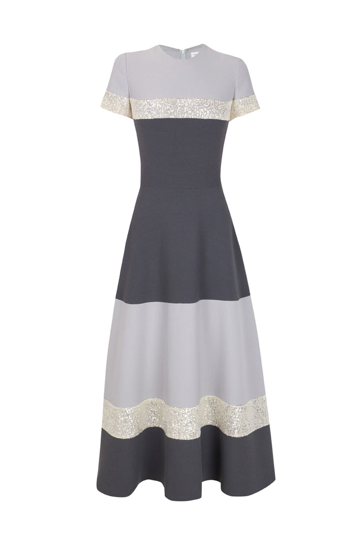 The 2nd Skin Co. Vestido Midi De Manga Corta Con Lentejuelas