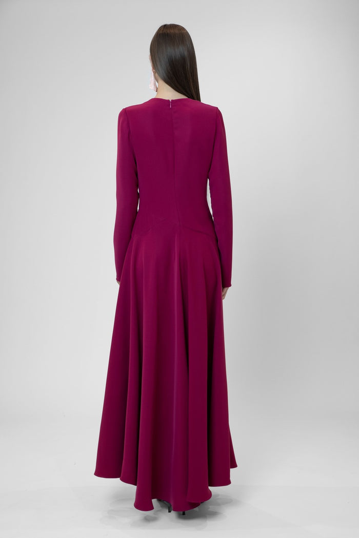 The 2nd Skin Co. Vestido Midi De Manga Larga Con Falda Asimétrica