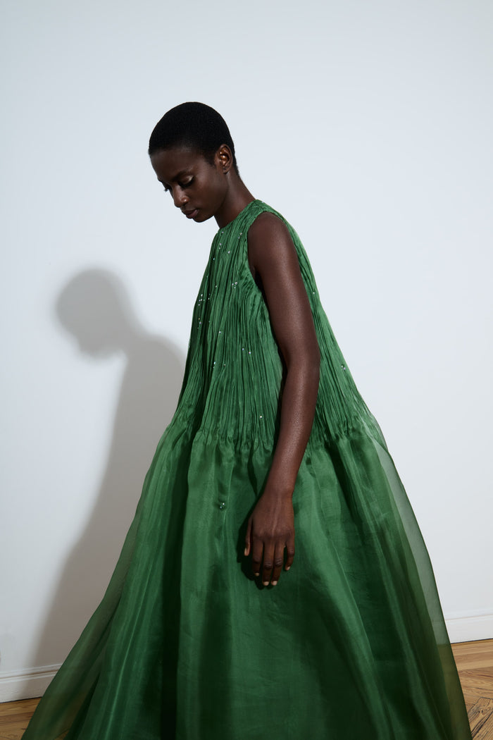 The 2nd Skin Co. Vestido Midi De Organza Con Cristales