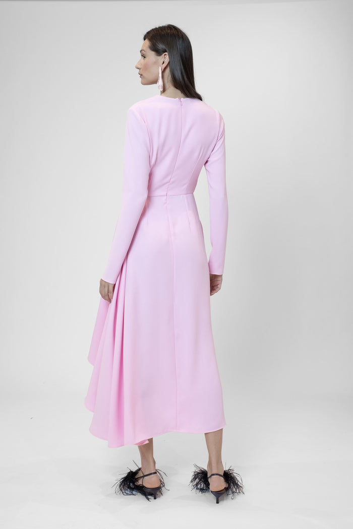 The 2nd Skin Co. Vestido Midi Drapeado De Manga Larga