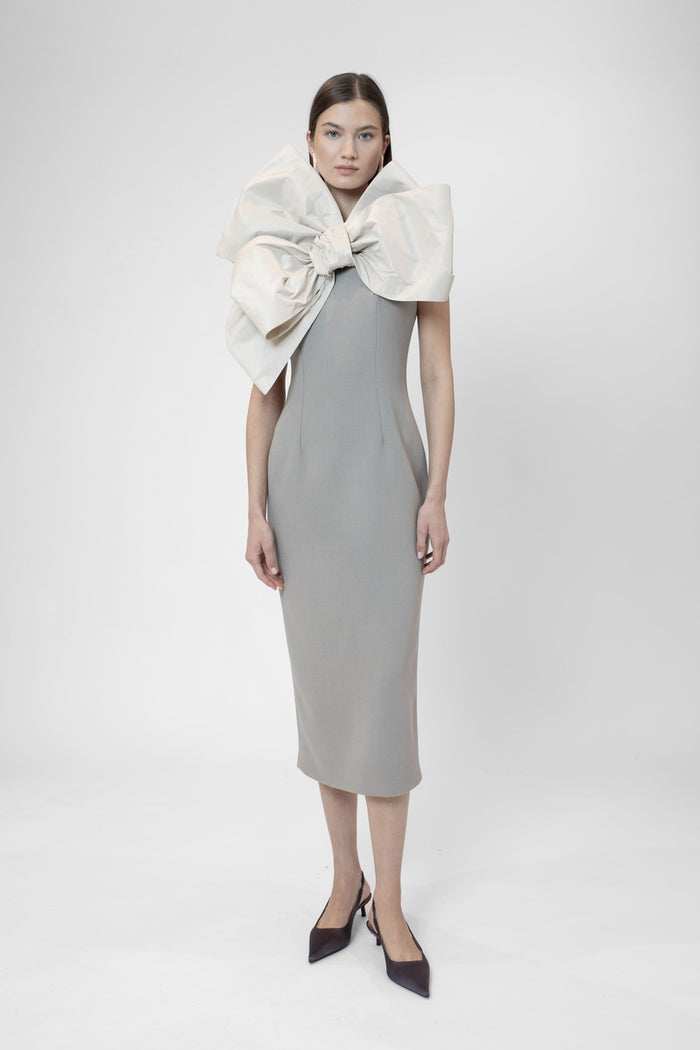 The 2nd Skin Co. Vestido Midi Sin Mangas Con Maxi Lazo En Escote