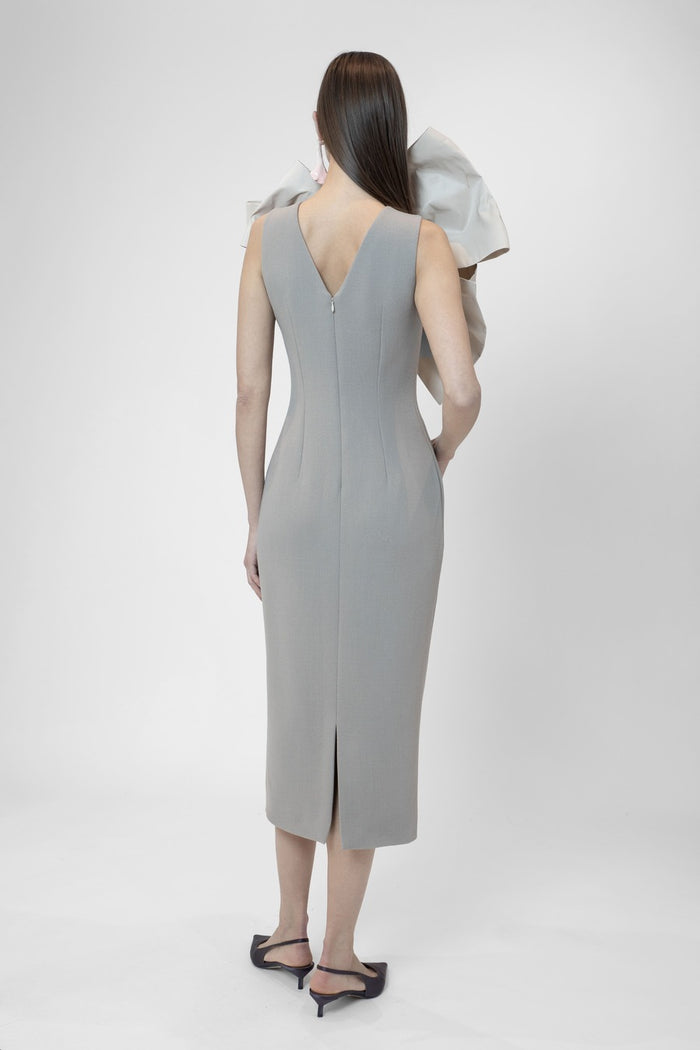 The 2nd Skin Co. Vestido Midi Sin Mangas Con Maxi Lazo En Escote