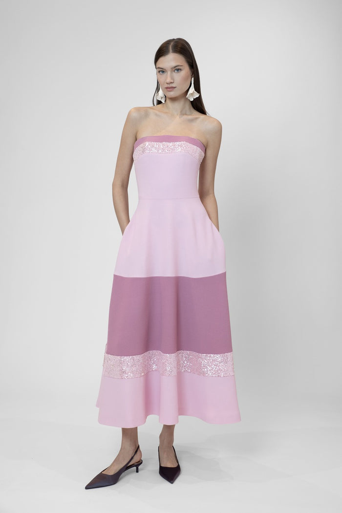 The 2nd Skin Co. Vestido Midi Strapless Con Lentejuelas