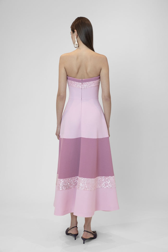 The 2nd Skin Co. Vestido Midi Strapless Con Lentejuelas