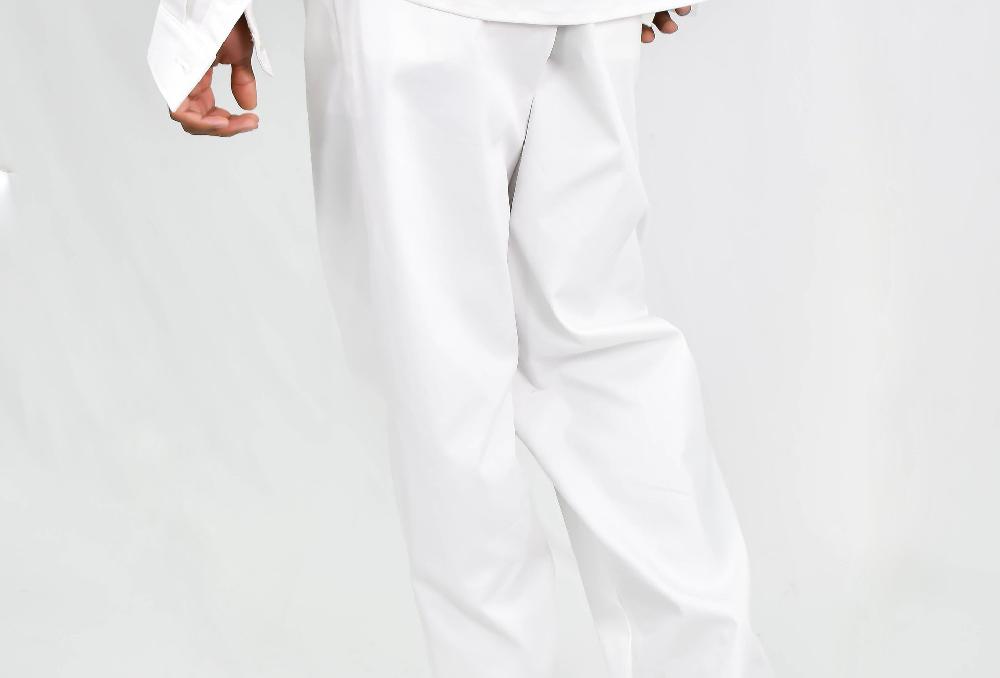 The New Black PANTS MEZCLILLA BLANCO PLISES CINTURA TRASLAPADA