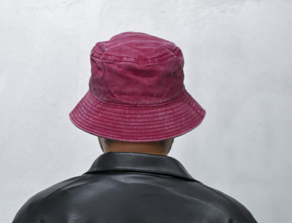 The New Black bucket hat burgundy denim