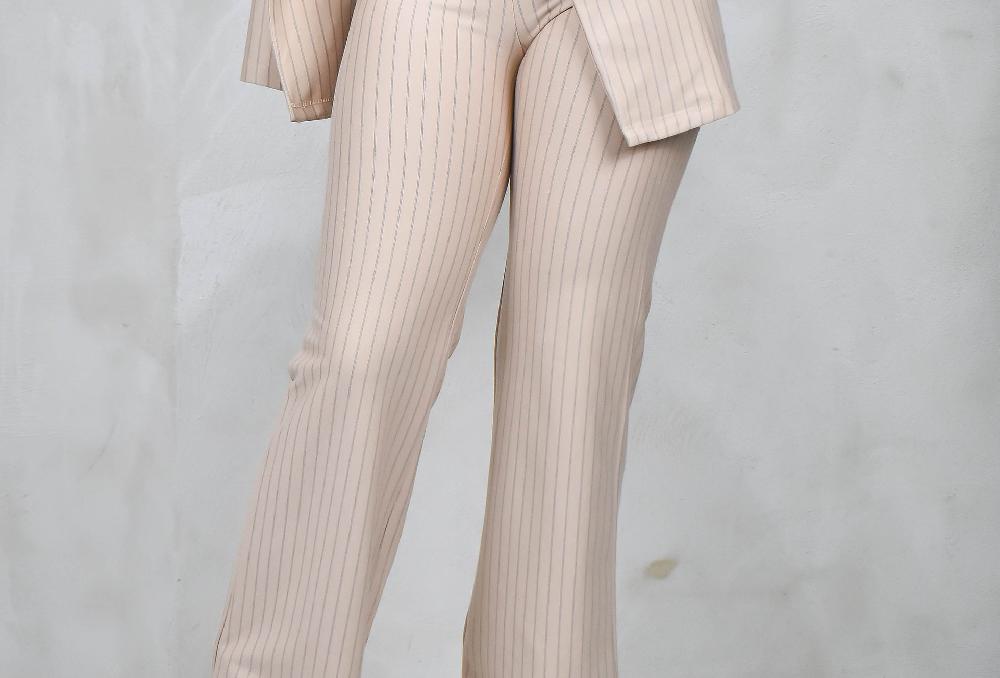 The New Black HI RISE WIDE LEG BEIGE LINEAL