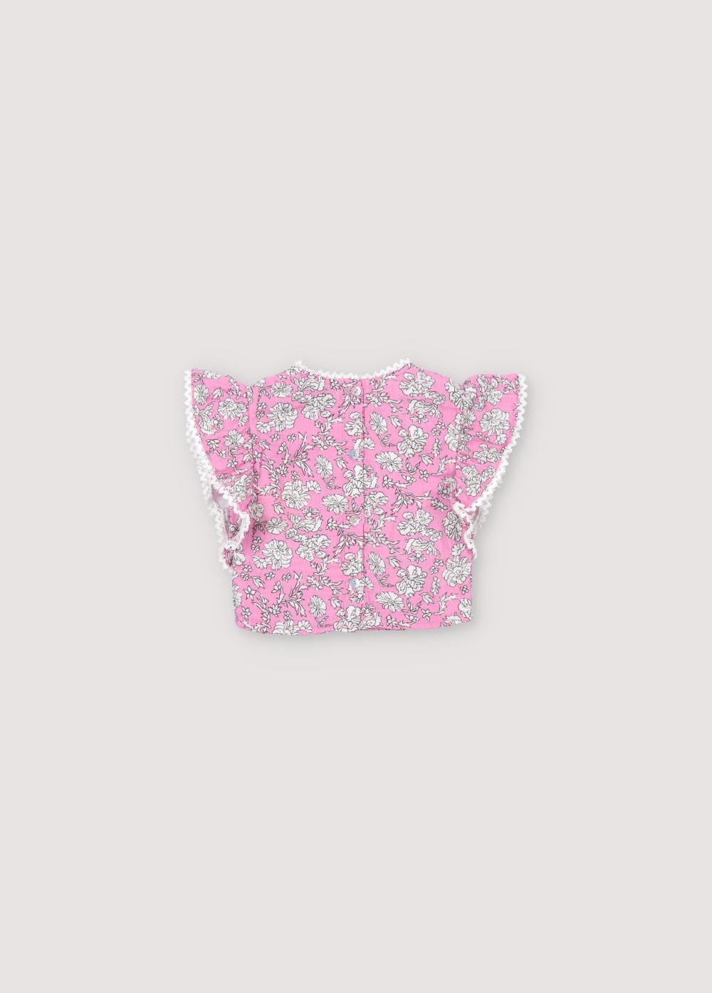 The New Society Melina Baby Blusa Peony Hibiscus Print