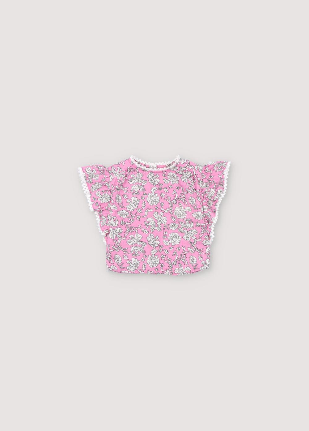 the new society Melina Baby Blusa Peony Hibiscus Print