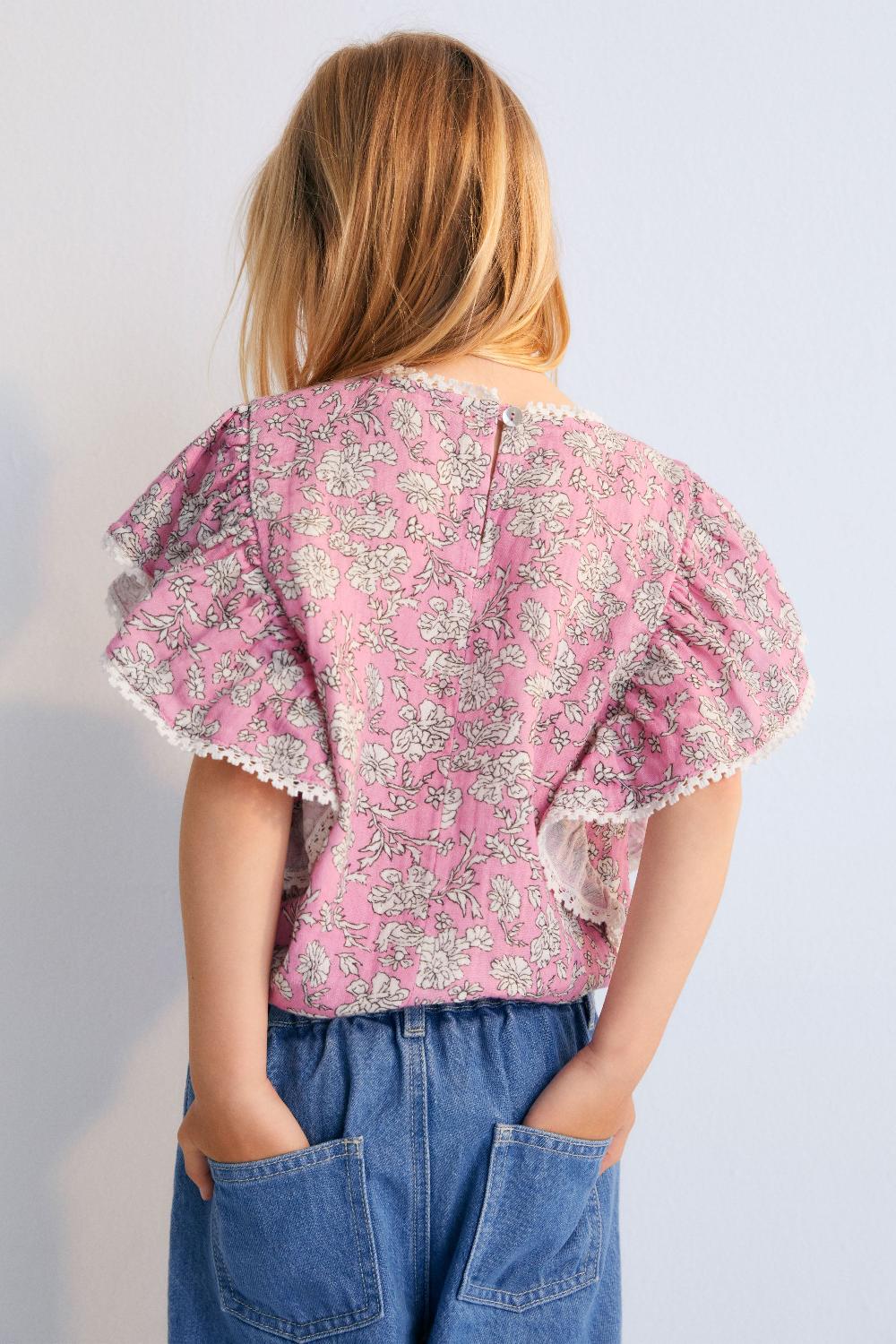 The New Society Melina Blusa Peony Hibiscus Estampado