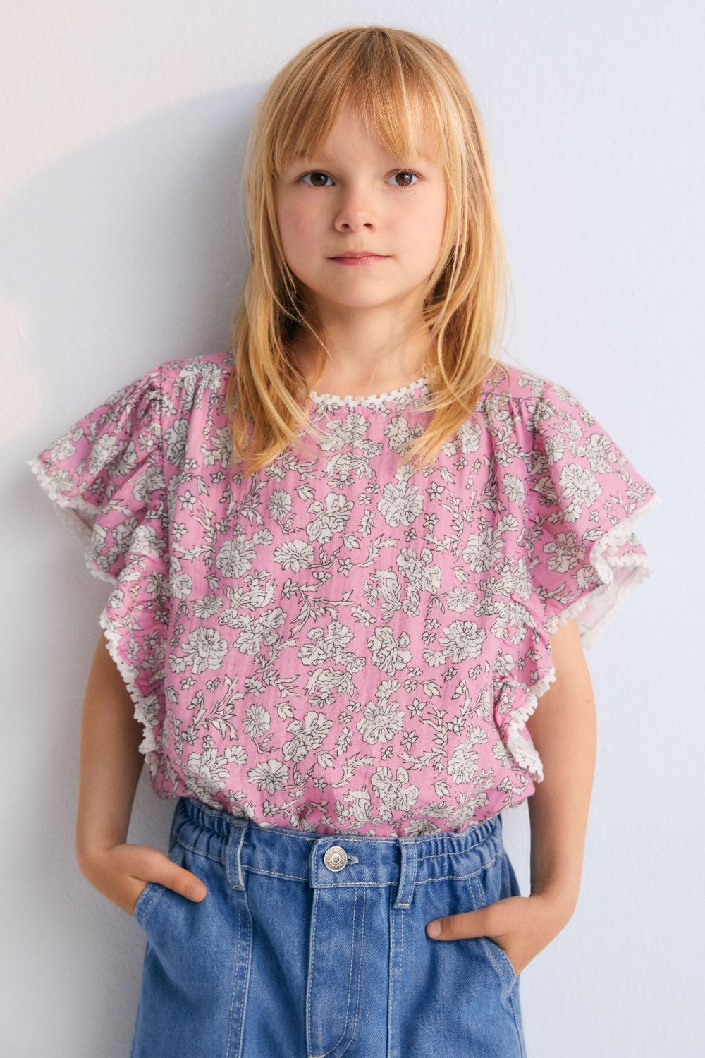 the new society Melina blusa peony hibiscus estampado