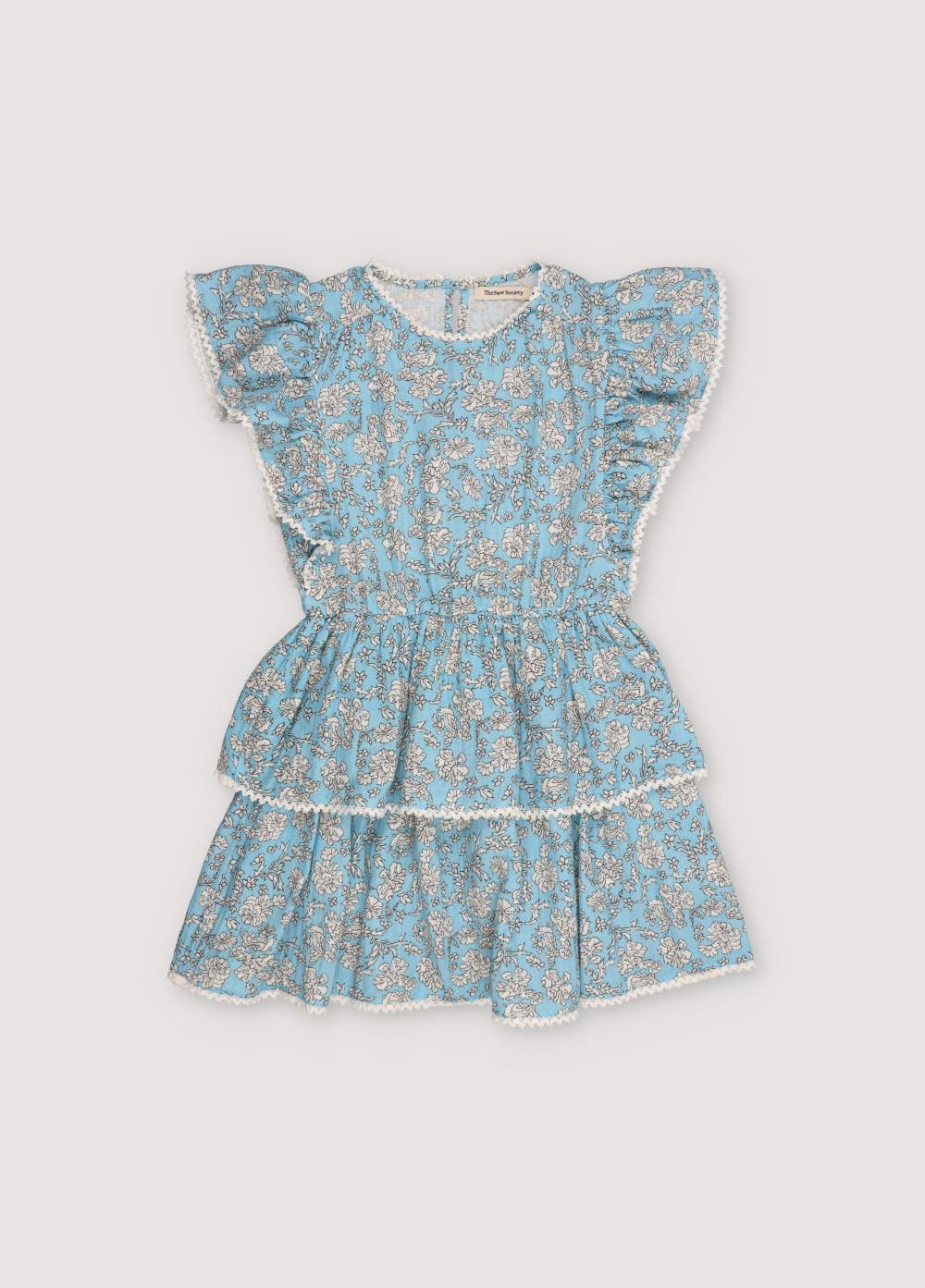 The New Society Melina Dress Peony Powder Blue Estampado