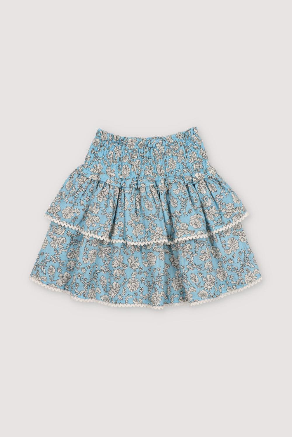 the new society Melina falda peony polvo estampado azul