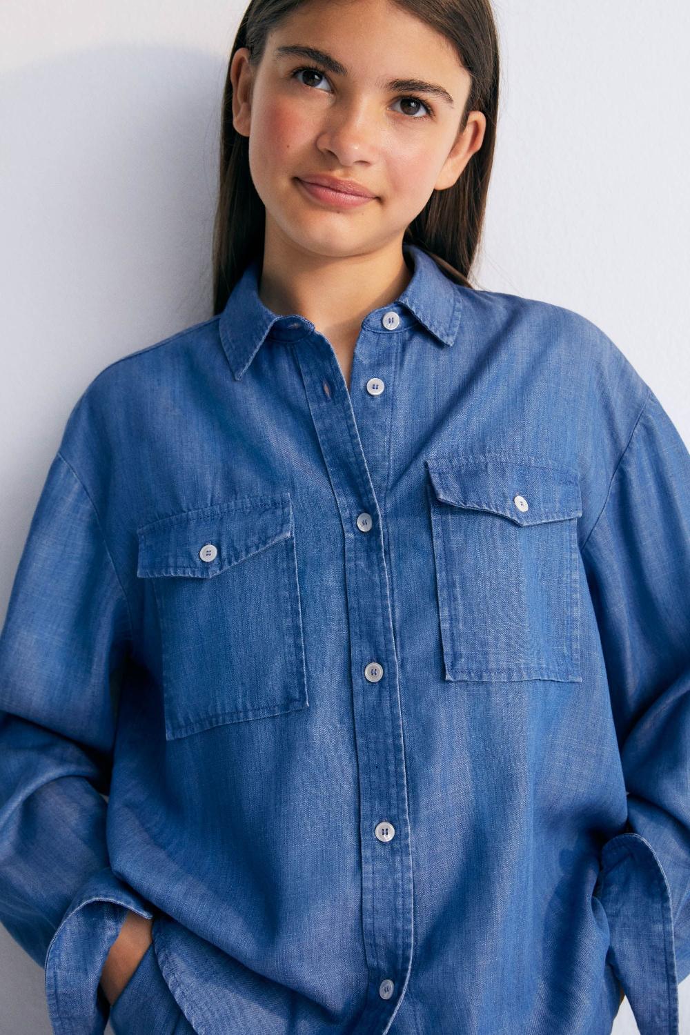 the new society Ofelia Teen Camisa Polvo Azul