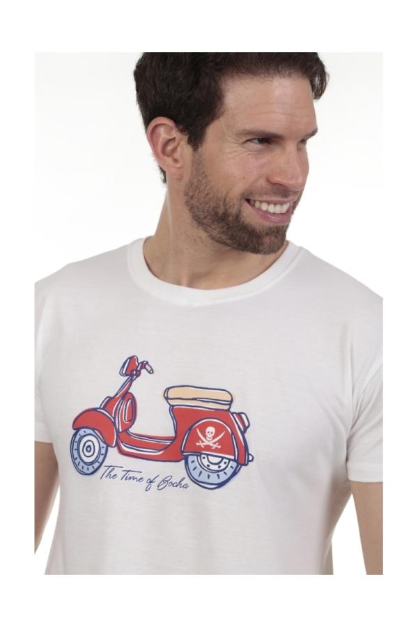 The Time Of Bocha Polo Team Camiseta Little Moto Hombre The Time Of Bocha QV1C26 Blanco