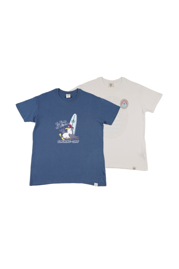 the time of bocha polo team Pack 2 Camisetas Hombre The Time Of Bocha QV1PK.CM Denim-Blanco