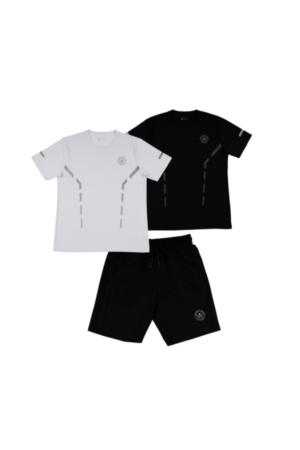 the time of bocha polo team Pack 2 Camisetas Y Short Padel Hombre The Time Of Bocha QV1PK.PAD Blanco-Negro-Negro