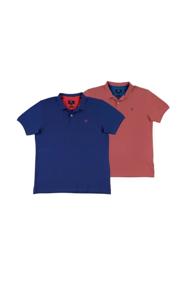 the time of bocha polo team Pack 2 Polos Basicos Hombre The Time Of Bocha QV1PK.PL Indigo-Garnet