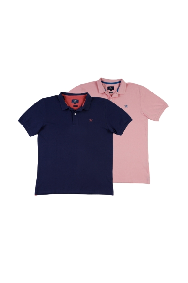 the time of bocha polo team Pack 2 Polos Basicos Hombre The Time Of Bocha QV1PK.PL Denim-Rosa
