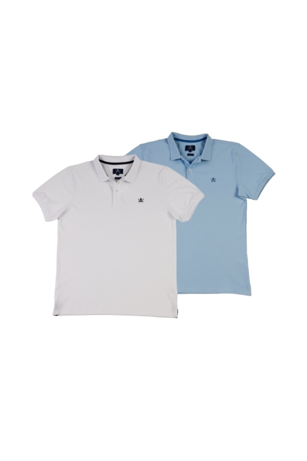 the time of bocha polo team Pack 2 Polos Basicos Hombre The Time Of Bocha QV1PK.PL Blanco-Celeste