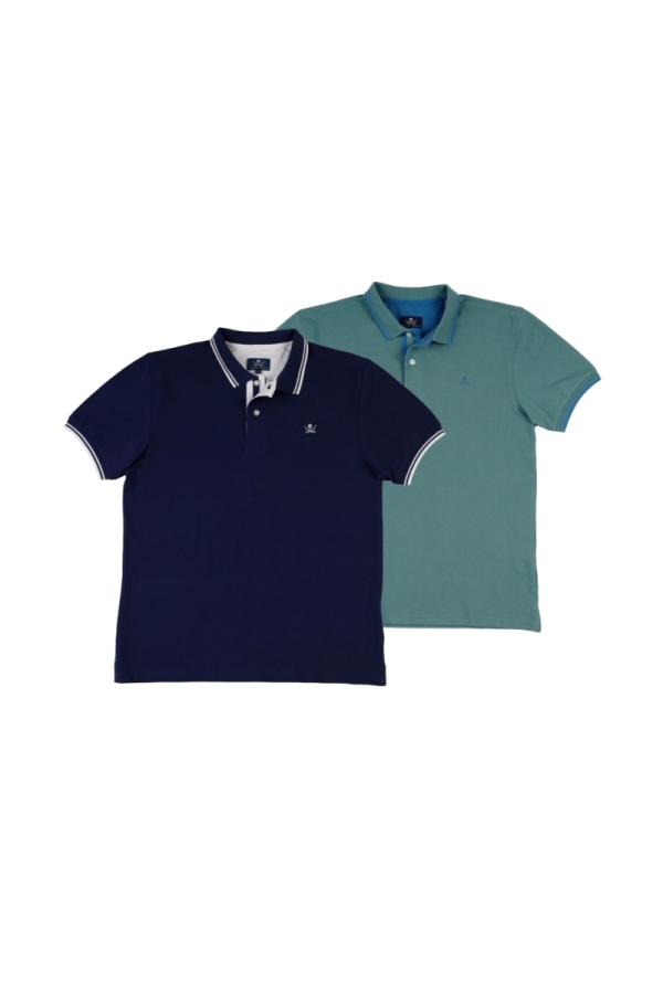the time of bocha polo team Pack 2 Polos Pirata Hombre The Time Of Bocha QV1PK.PL Denim-Menta