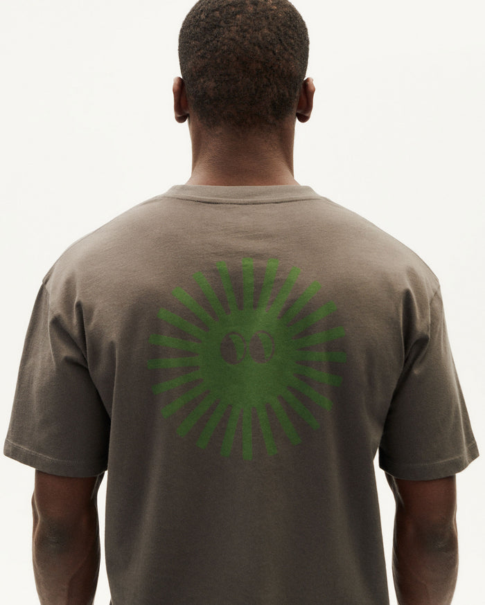 thinking mu Camiseta gris face Sol espalda verde Aaron