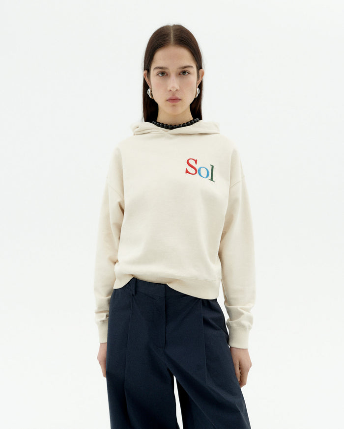 thinking mu Sudadera capucha blanca sol type Valeria