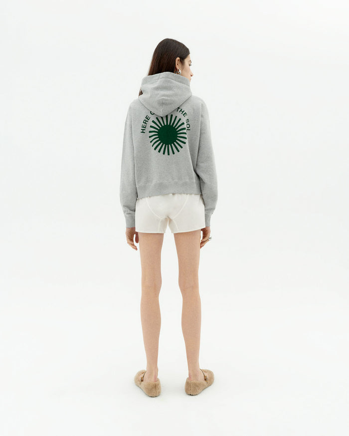 Thinking Mu Sudadera Gris Con Capucha Retro Sol Valeria