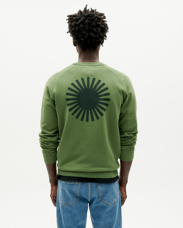 thinking mu Sudadera verde Sol espalda verde oscuro