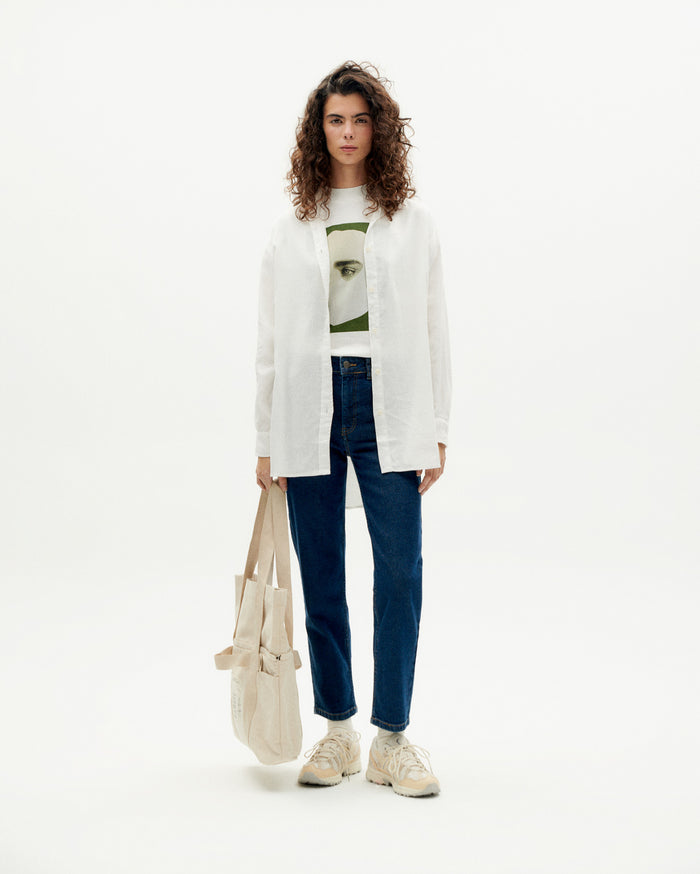 Thinking Mu Blusa Oversize Blanca Hemp Gia