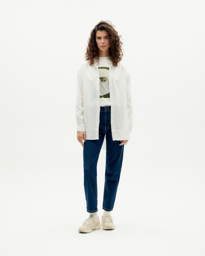 Thinking Mu Blusa Oversize Blanca Hemp Gia