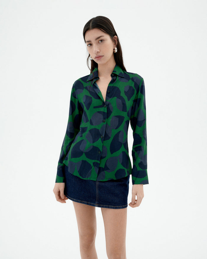 thinking mu Blusa verde leaf Katha