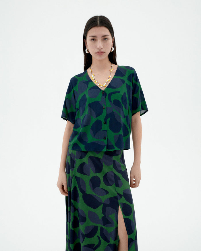 thinking mu Blusa verde leaf Libelula