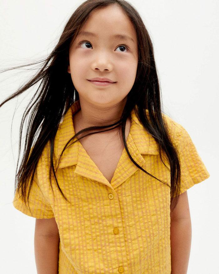 Thinking Mu Camisa Amarilla Seersucker Gaia