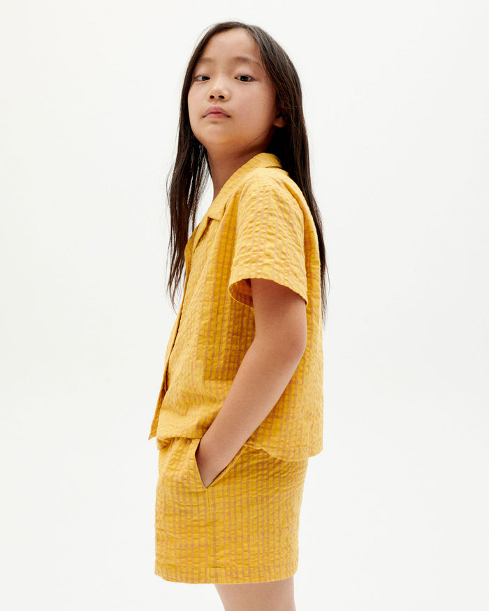 Thinking Mu Camisa Amarilla Seersucker Gaia