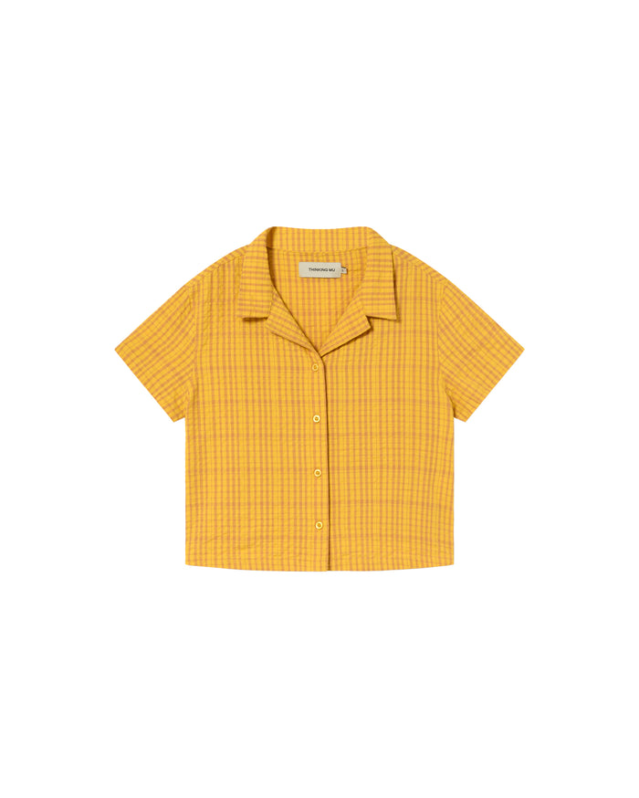 thinking mu Camisa amarilla seersucker Gaia
