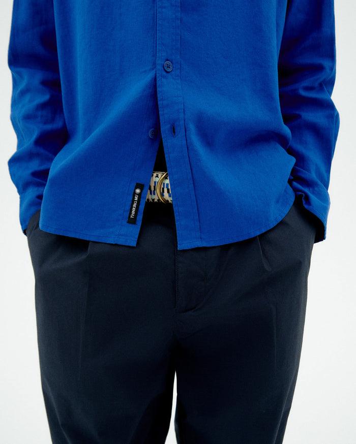 Thinking Mu Camisa Azul Hemp Ant