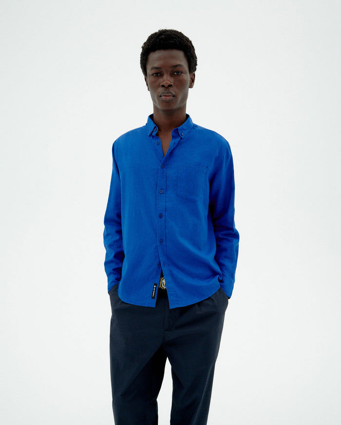 Thinking Mu Camisa Azul Hemp Ant