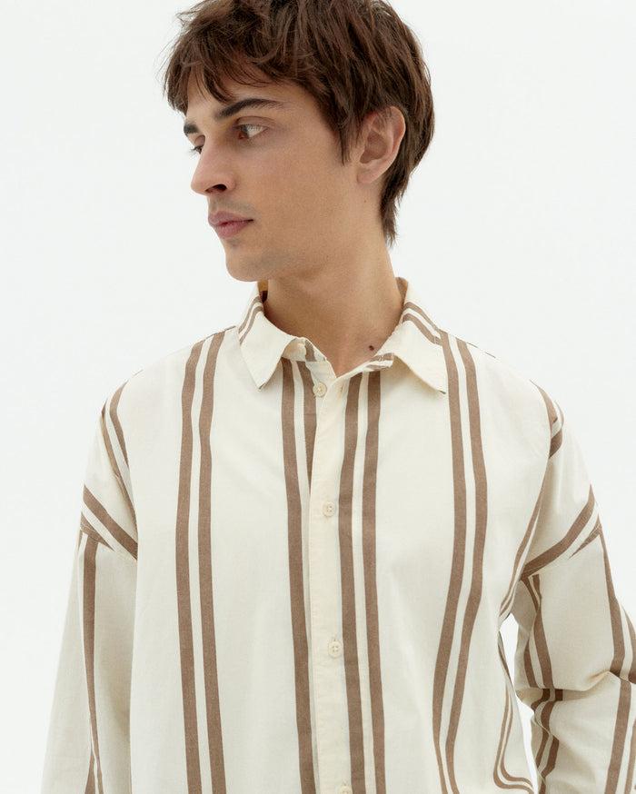 Thinking Mu Camisa Rayas Marrón Jim