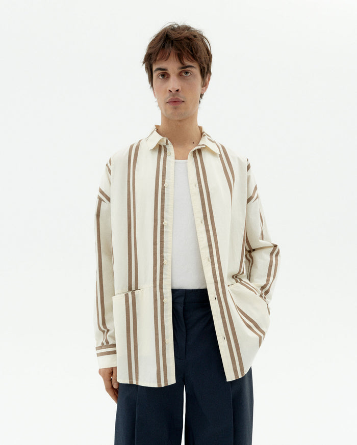 Thinking Mu Camisa Rayas Marrón Jim