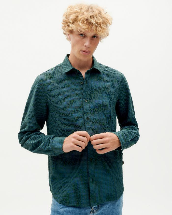 Thinking Mu Camisa Verde Seersucker Thomas