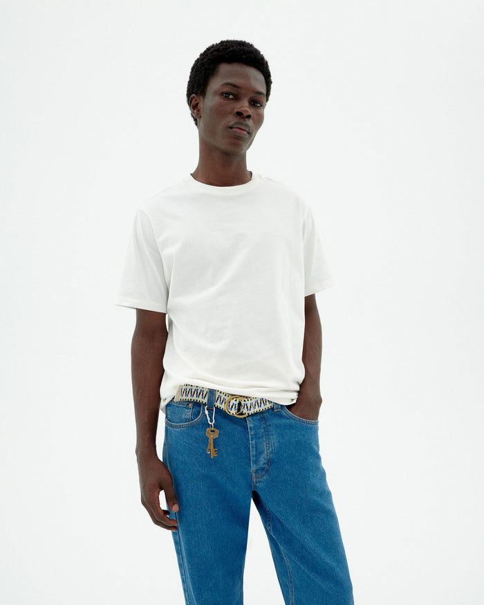 thinking mu Camiseta blanca pocket Zach