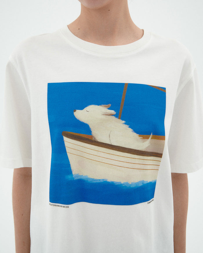 Thinking Mu Camiseta Blanca Sailor Dog Lucia