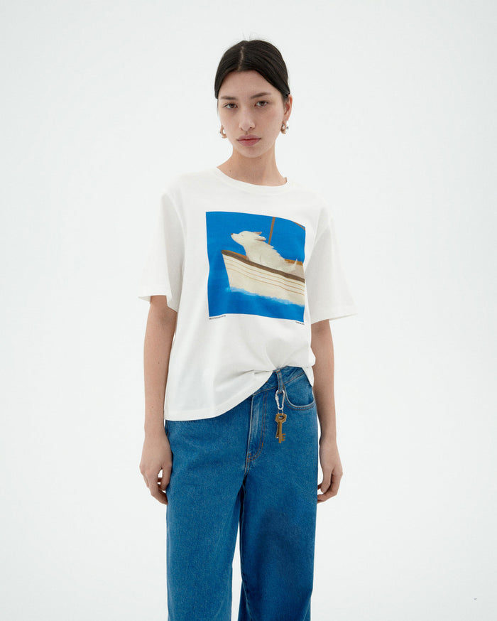 thinking mu Camiseta blanca sailor dog Lucia